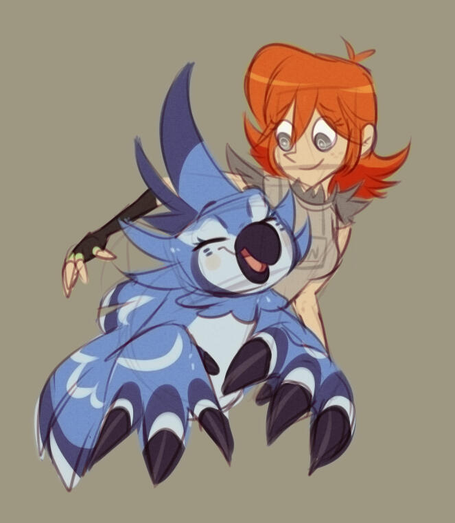 2018 artwork of Windi and the very first drawing of Pitch